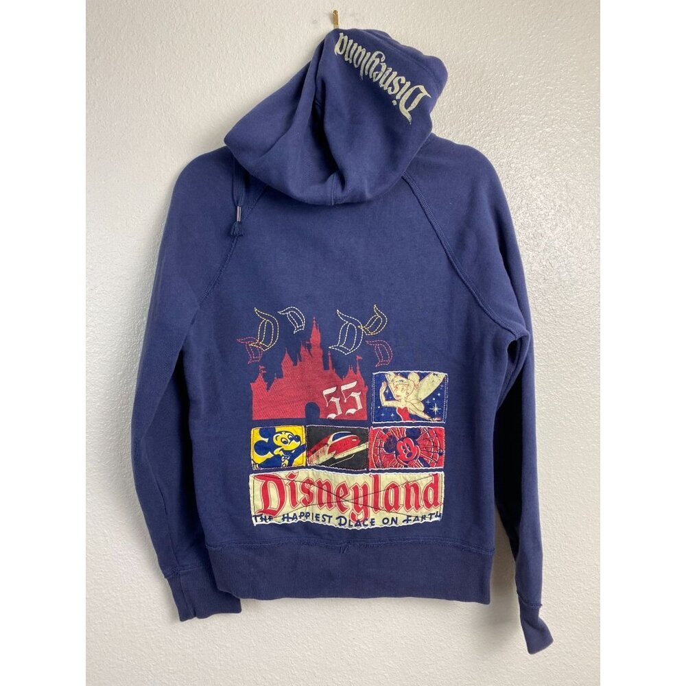 Disney Parks Disneyland Full Zip Hoodie Medium embroidered Patchwork Mickey 55